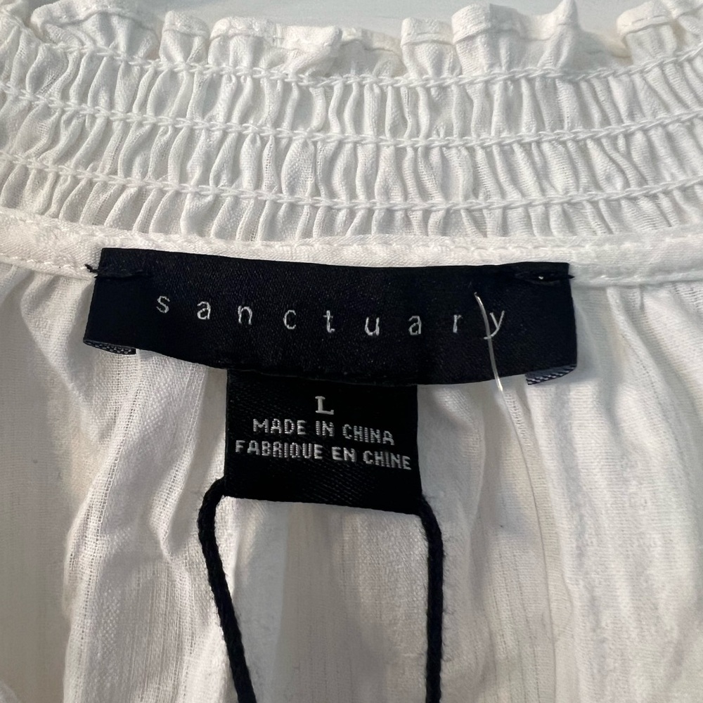 NWT Sanctuary white puffed sleeve pleasant top size L - Picture 5 of 9